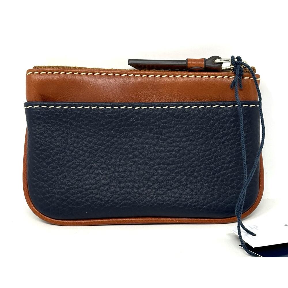 Dooney & Bourke Pebble Grain Coin Case Midnight Blue Zippered Pouch Key Ring - Picture 11 of 16